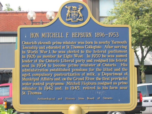 Honourable Mitchell F. Hepburn, 1896-1953