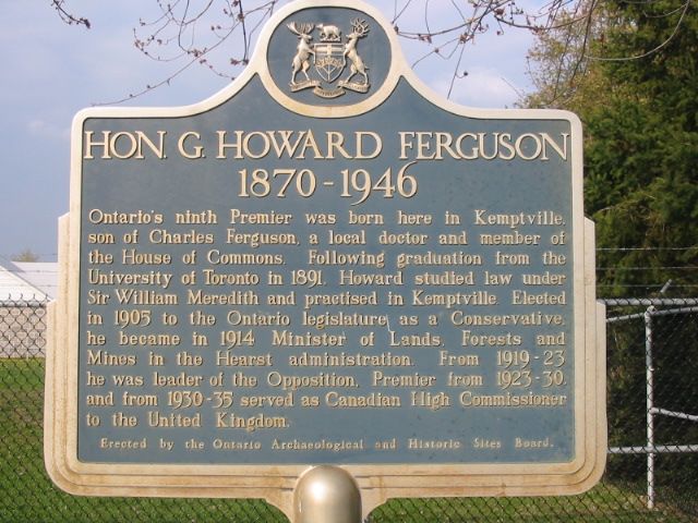 Honourable G. Howard Ferguson 1870-1946