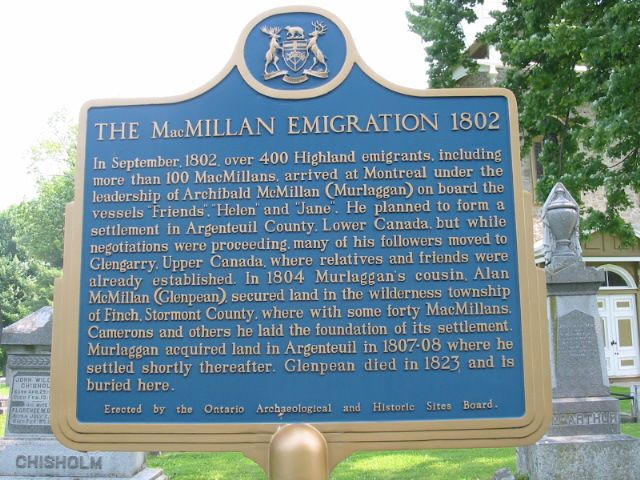 The MacMillan Emigration 1802